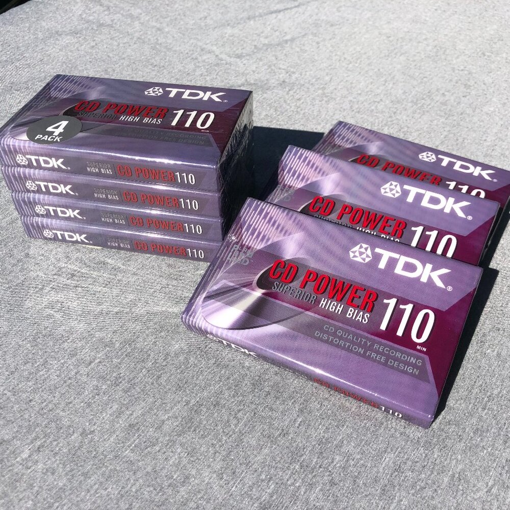 TDK CD Power 110 Hi Bias IECII/ Type II Audio Cassette Tapes New Sealed Lot of 7
